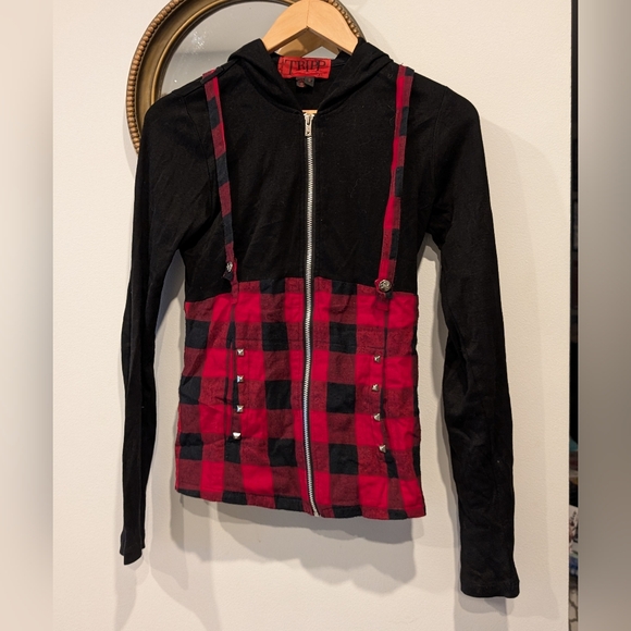 Vintage Tripp NYC Women's Red and Black Hoodie - Picture 1 of 7